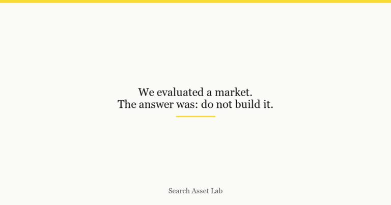 We evaluated a market. The answer was: do not build it. - Search Asset Lab