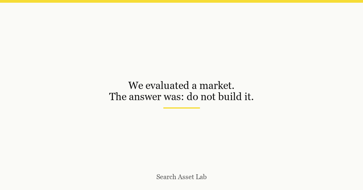 We evaluated a market. The answer was: do not build it. - Search Asset Lab